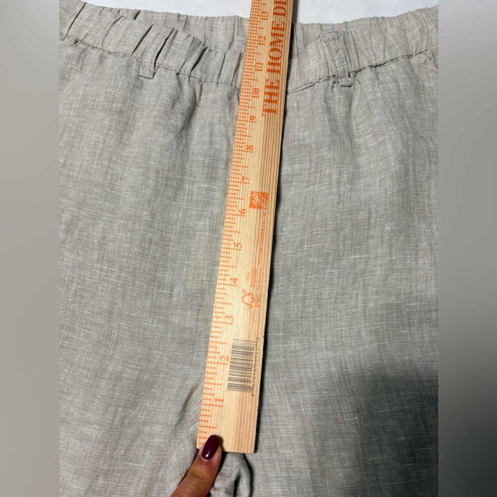 WHYCI Milano Casual Neutral Beige Linen Wide-Leg Pull On Pants w Pockets - Picture 7 of 10